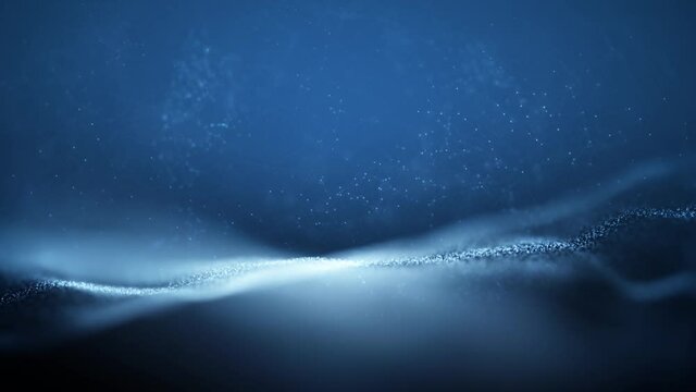 Mesmerising landscape with waves and sparkling particles blue animation