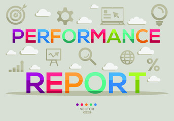 Creative (performance report) Banner Word with Icon ,Vector illustration.
