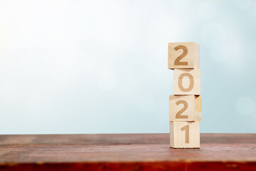 Business Concept 2021, Wood Block Business Growth 2021, Goal Planning 2021
