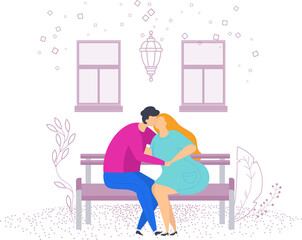 Couples in love. Romantic meeting on the street.