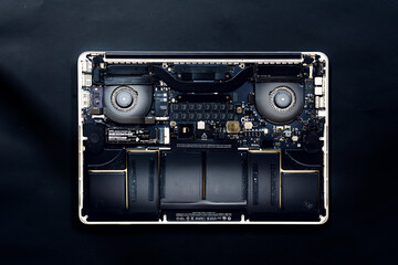 Fototapeta premium The inside of a laptop computer