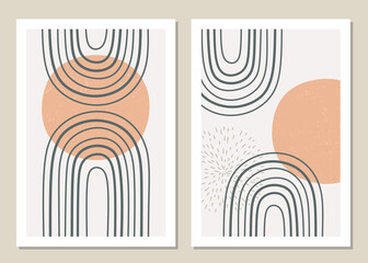A trendy set of abstract geometric shapes in a minimal style, great decoration for walls, cards, brochures, packaging, covers. Vector illustration.