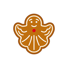 Christmas gingerbread cookie on white isolated background. Vector illustration