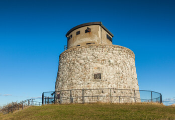 Fototapeta na wymiar Canada, New Brunswick, Saint John. The Carleton Martello Tower, War of 1812 military defensive tower.