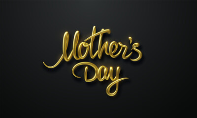 Mothers day. 3d lettering golden sign