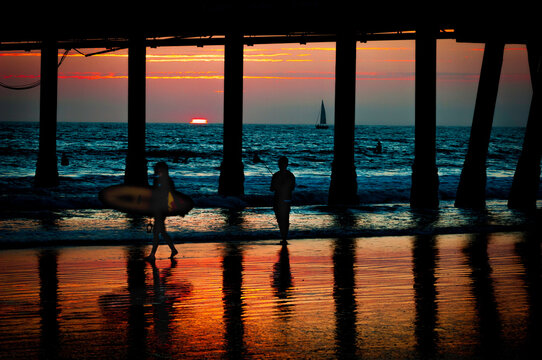 The Venice beach pier at sunset