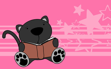 cute baby panther character cartoon holding book background