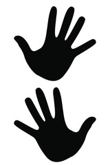 Imprint of the right and left palm. Human hands. Silhouette of a human hand