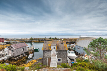 Fototapeta na wymiar Canada, Nova Scotia, Blue Rocks. Coastal fishing village.