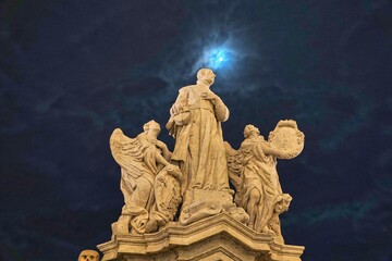 Statue of St. Francis Borgia, Gandia, Spain 
 in Kutna Hora, Czech Republic, by night.