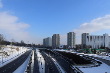 Fototapeta na wymiar Katowice centrum miasta zimą