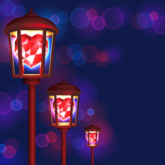 Street Lamps Designed as Glowing Heart.