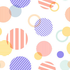 Geometric Pattern Circles and Rings. Retro 80s Background. Vector © yucatana