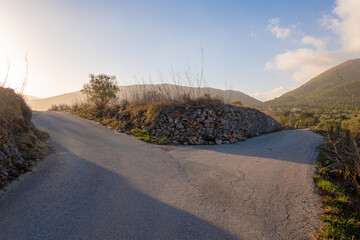 Road splitting into two parts