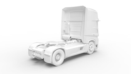 3D rendering of a truck lorry computer model without trailer isolated in white background.