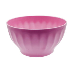 A colorful bowls for kitchen. Stackable plastic mixing bowls. Solid bowls on a white background, front view. Different tableware. Cereal bowls. Empty colorful flat lay
