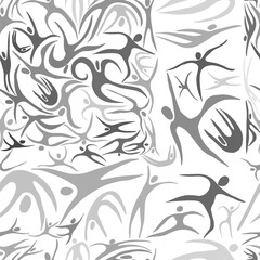 Vector sport seamless pattern with silhouettes of person. Simple abstract black and white illustration with figures of peoples in motion. Concept of movement, freedom, activity for print and web