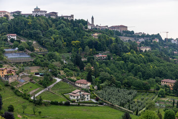 Panoramic view of Old Bergamo, ItalyView Of Bergamo Alta, Italy.