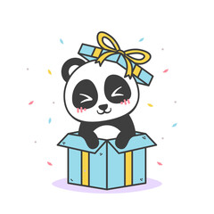 cute panda inside a birthday present