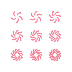 Set of spiral and swirls logo design elements, icons, symbols and signs on white background stock Vector illustration 