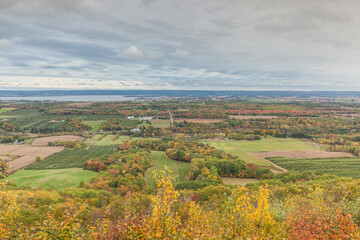 Canada, Nova Scotia, Canning. The Lookoff, elevated view of the Annapolis Valley in autumn.