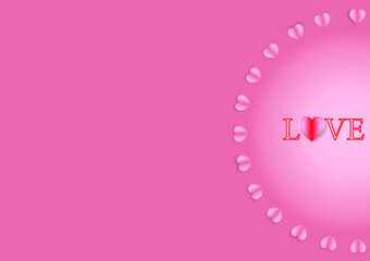 Valentine's day concept, Paper cut pink love hearts decorations for valentine card or poster
