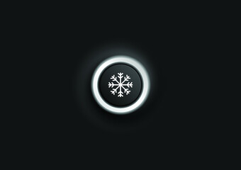 Button with snow icon in white grow outline buttons on a black background