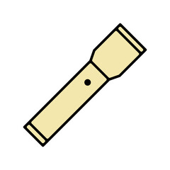 Vector icon of yellow flashlight. Yellow flashlight icon in flat style for web design. Vector illustration.