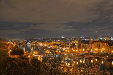 Obraz premium Prague bridges by night. View from Letna.