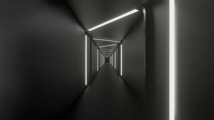 3d rendering of corridor finion White black abstract
