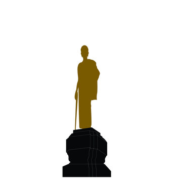 golden statue standing on black pedestal clip art preview