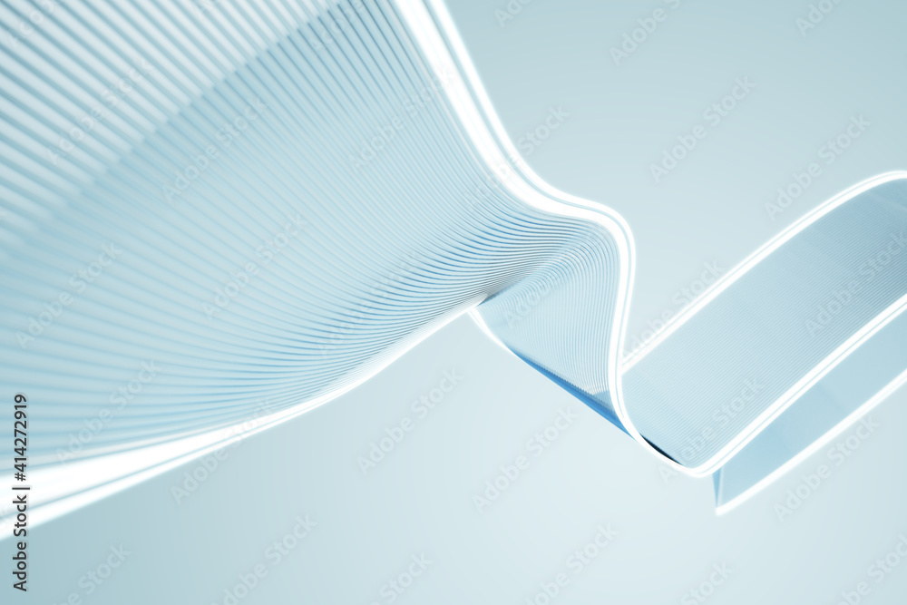 Poster abstract background with wavy lines in light blue colors
