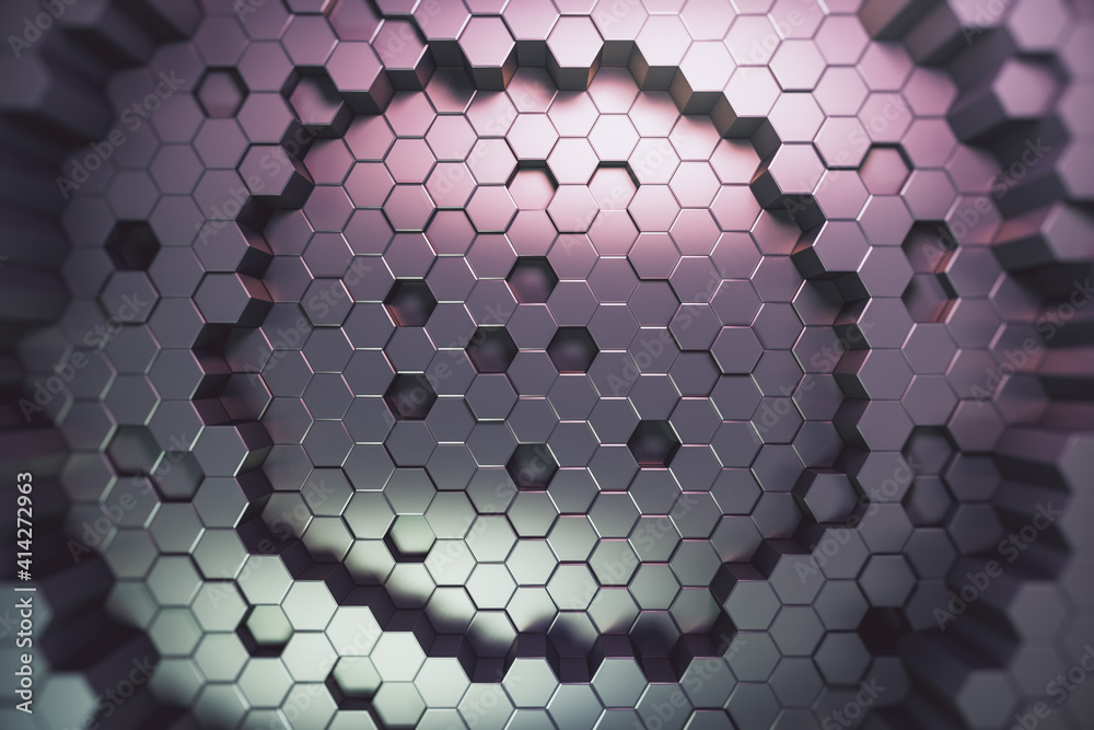 Aufkleber abstract art background with hologram color polygonal honey combs