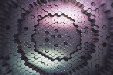 Abstract hologram color metal honey combs background