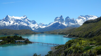 Cuernos del Paine en Parque Nacional Torres del Paine detrás del lago Pehoé XII Región de Magallanes Chile