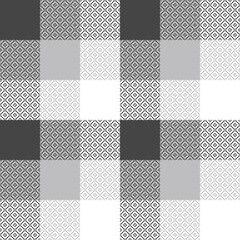 Plaid pattern gingham vichy pixel art in grey and white. Seamless tartan check plaid decorative background graphic for scarf, skirt, shirt, tablecloth, other trendy spring autumn winter textile print.