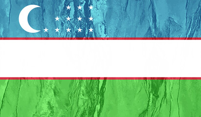 Grunge Uzbekistan flag. Uzbekistan flag with waving grunge texture.