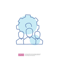 team leadership concept doodle icon with man and gear symbol. corporate teamwork icon sign vector illustration