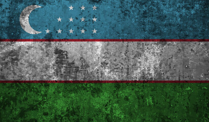 Grunge Uzbekistan flag. Uzbekistan flag with waving grunge texture.