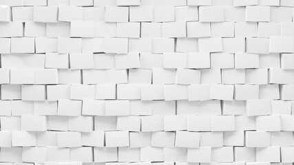 Random shifted  white cube boxes block background wallpaper