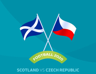 Fototapeta na wymiar Scotland vs Czech Republic match. Football 2020 championship match versus teams intro sport background, championship competition final poster, flat style vector illustration.