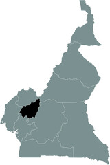 Black location map of Cameroonian West region inside gray map of Cameroon