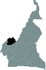 Black location map of Cameroonian Northwest region inside gray map of Cameroon