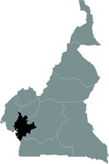 Black location map of Cameroonian Littoral region inside gray map of Cameroon