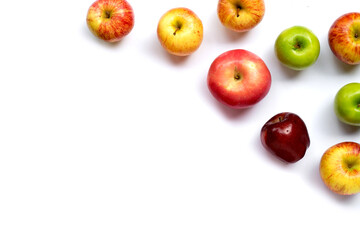 Fresh juicy apples on white background.