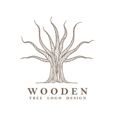 Obraz premium Wooden logo design template vector, drought tree concept