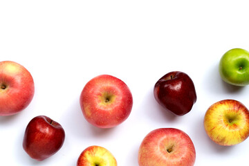 Fresh juicy apples on white background.