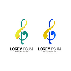 music logo g key with saxophone template