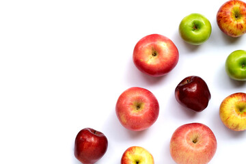 Fresh juicy apples on white background.