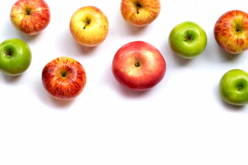 Fresh juicy apples on white background.
